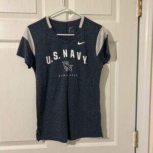 Navy Nike Blue and White V-Neck Tee